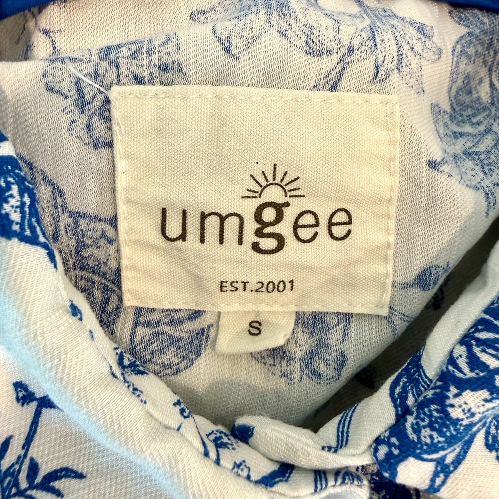 Umgee Floral Print Top Small Blue White Beachy Coastal Resort Wear Chinoiserie - Picture 6 of 7